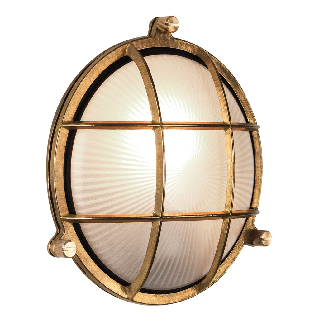 1376005 Thurso Round Outdoor Wall Light Cast Brass