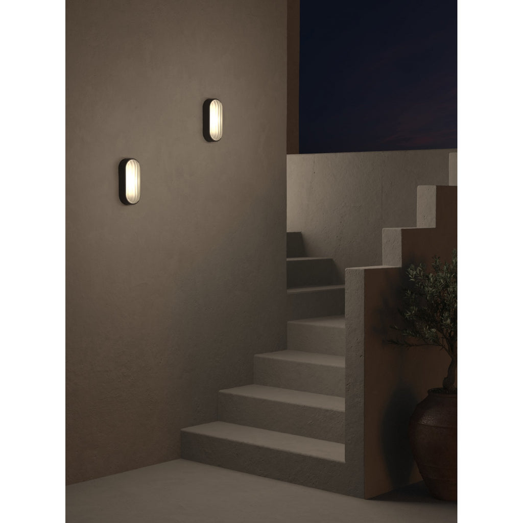 1032007 Montreal Oval Outdoor Wall Light Textured Black