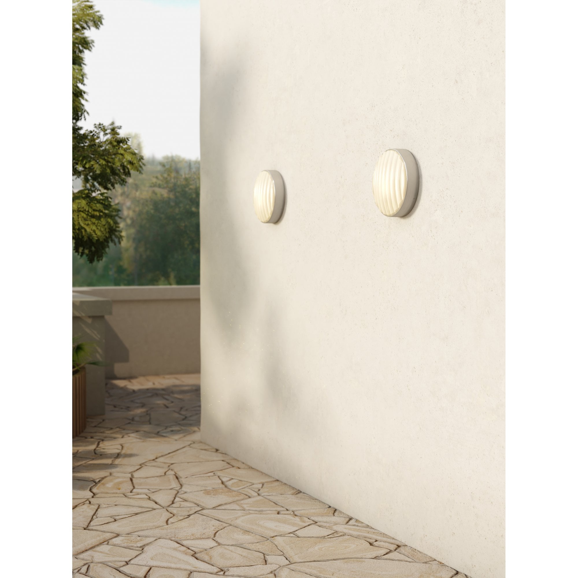 1032012 Montreal Round 300 Outdoor Wall Light Brushed Stainless Steel