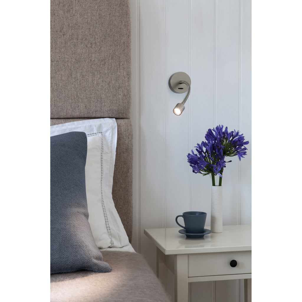 1138008 Fosso Switched LED Reading Light Matt Nickel
