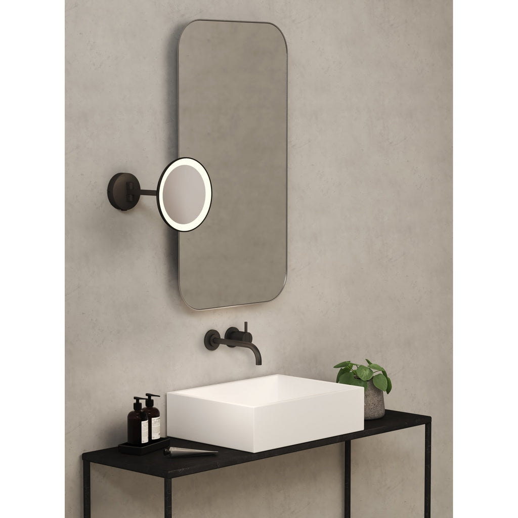 1373022 Mascali LED Bathroom Magnifying Mirror Matt Black