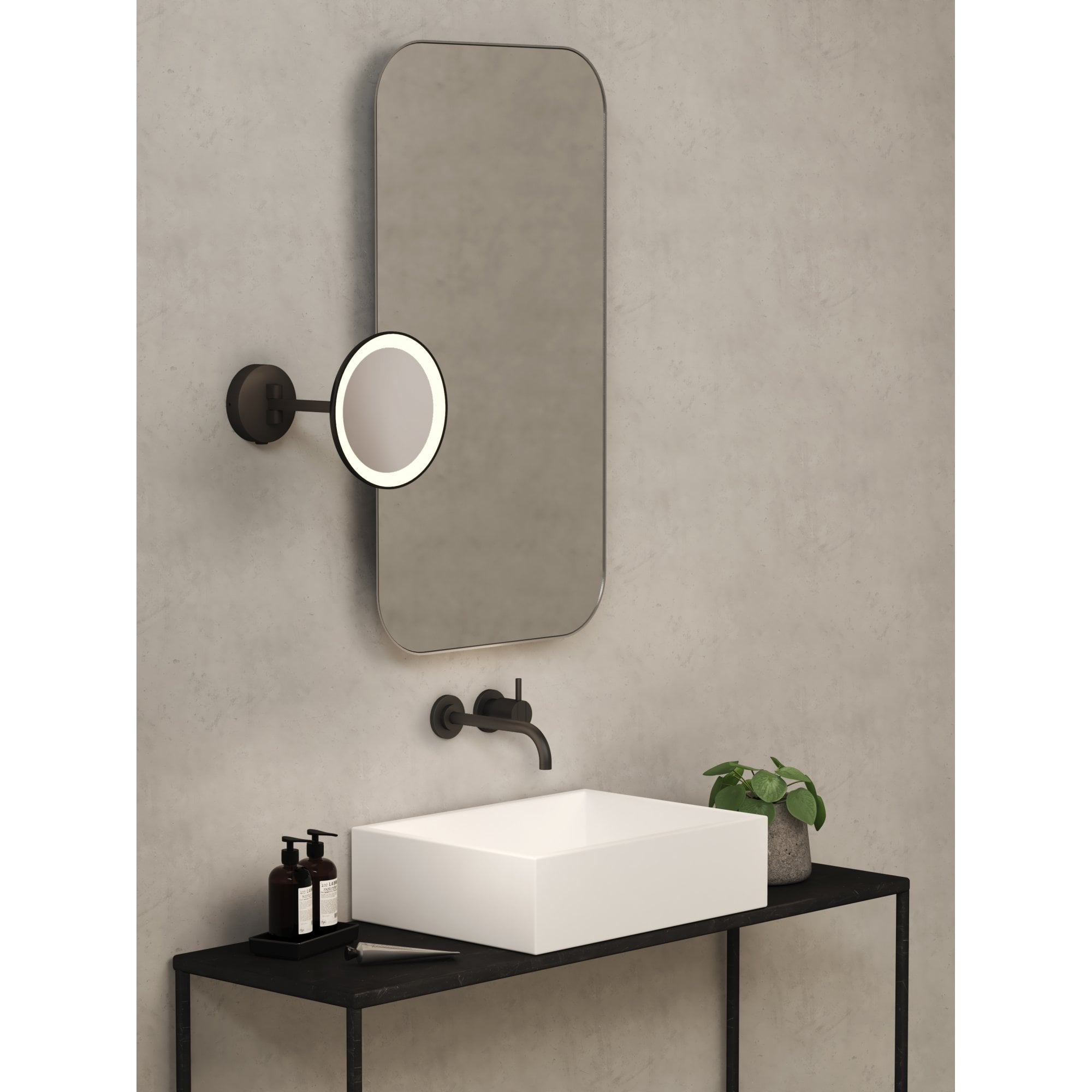 1373022 Mascali LED Bathroom Magnifying Mirror Matt Black