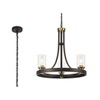 NL75519 Malcom Pendant 3 Light Brown Oxide/Bronze With Clear Glass Shades