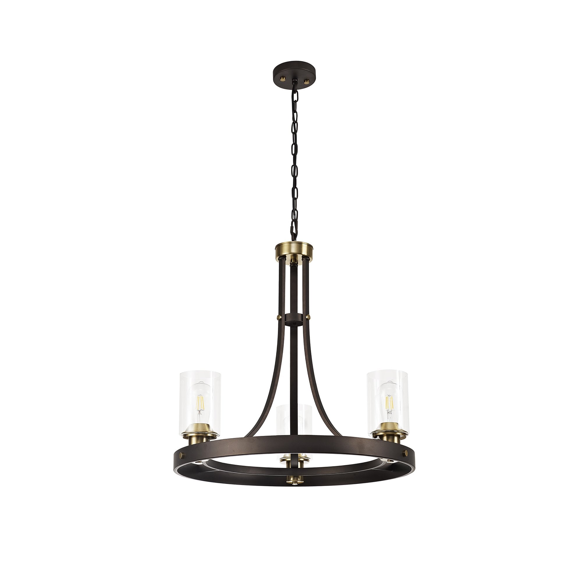 NL75519 Malcom Pendant 3 Light Brown Oxide/Bronze With Clear Glass Shades