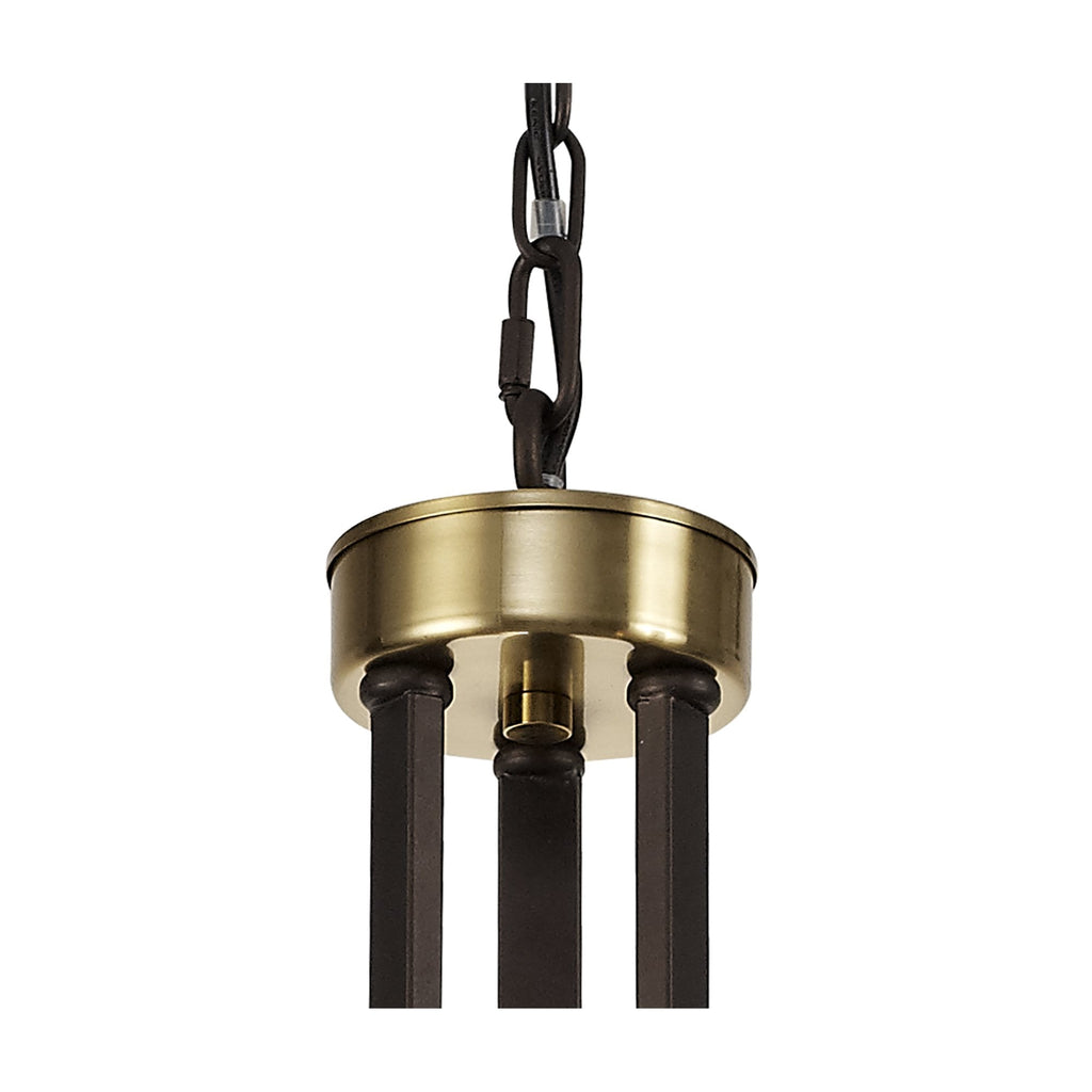 NL75519 Malcom Pendant 3 Light Brown Oxide/Bronze With Clear Glass Shades