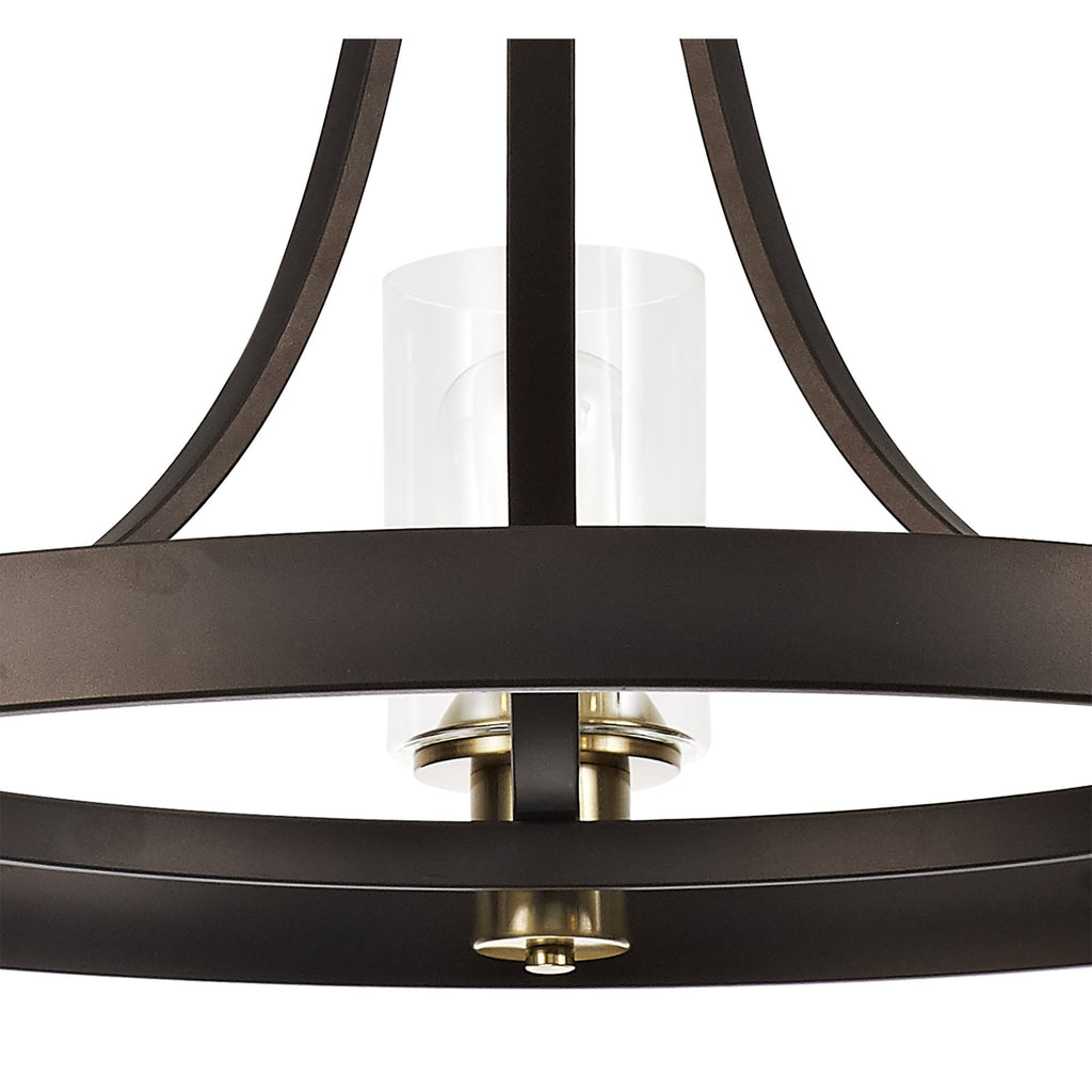 NL75519 Malcom Pendant 3 Light Brown Oxide/Bronze With Clear Glass Shades
