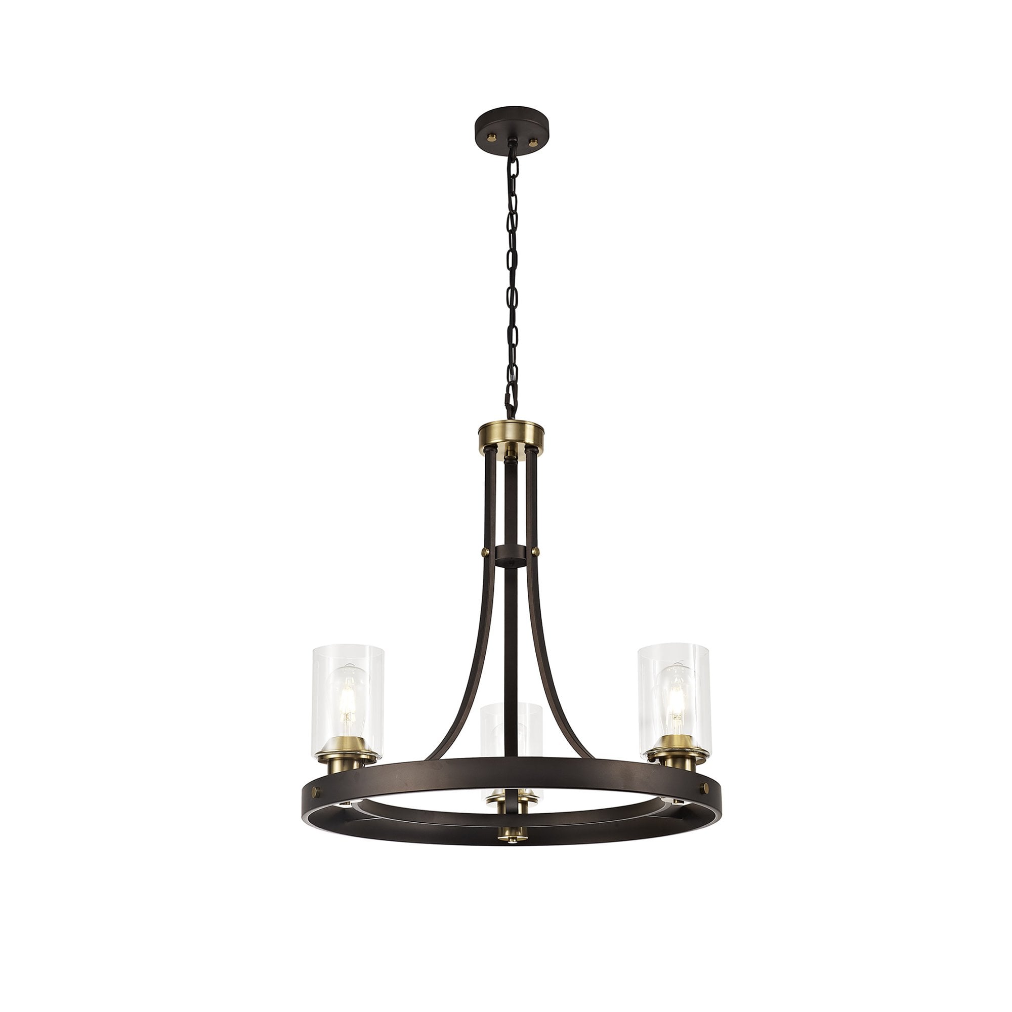 NL75519 Malcom Pendant 3 Light Brown Oxide/Bronze With Clear Glass Shades