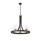 NL75529 Malcom Pendant 5 Light Brown Oxide/Bronze With Clear Glass Shades
