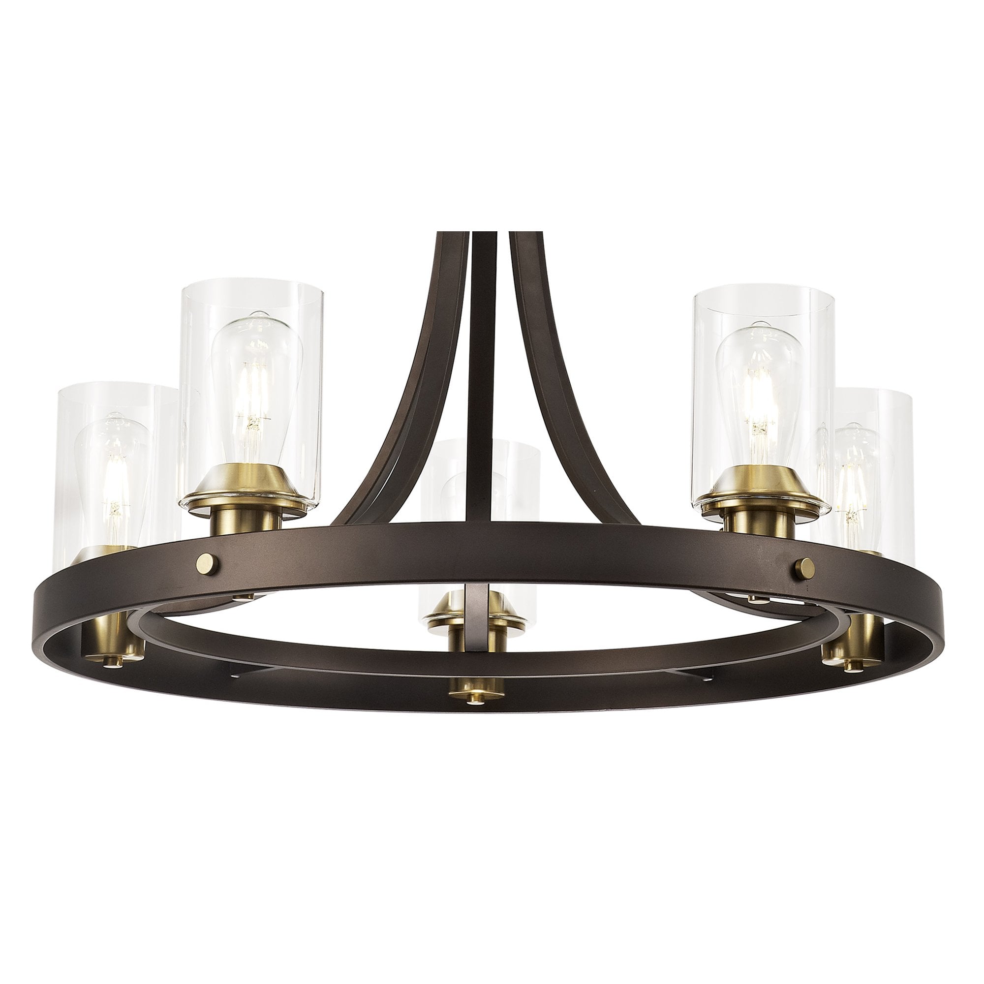 NL75529 Malcom Pendant 5 Light Brown Oxide/Bronze With Clear Glass Shades