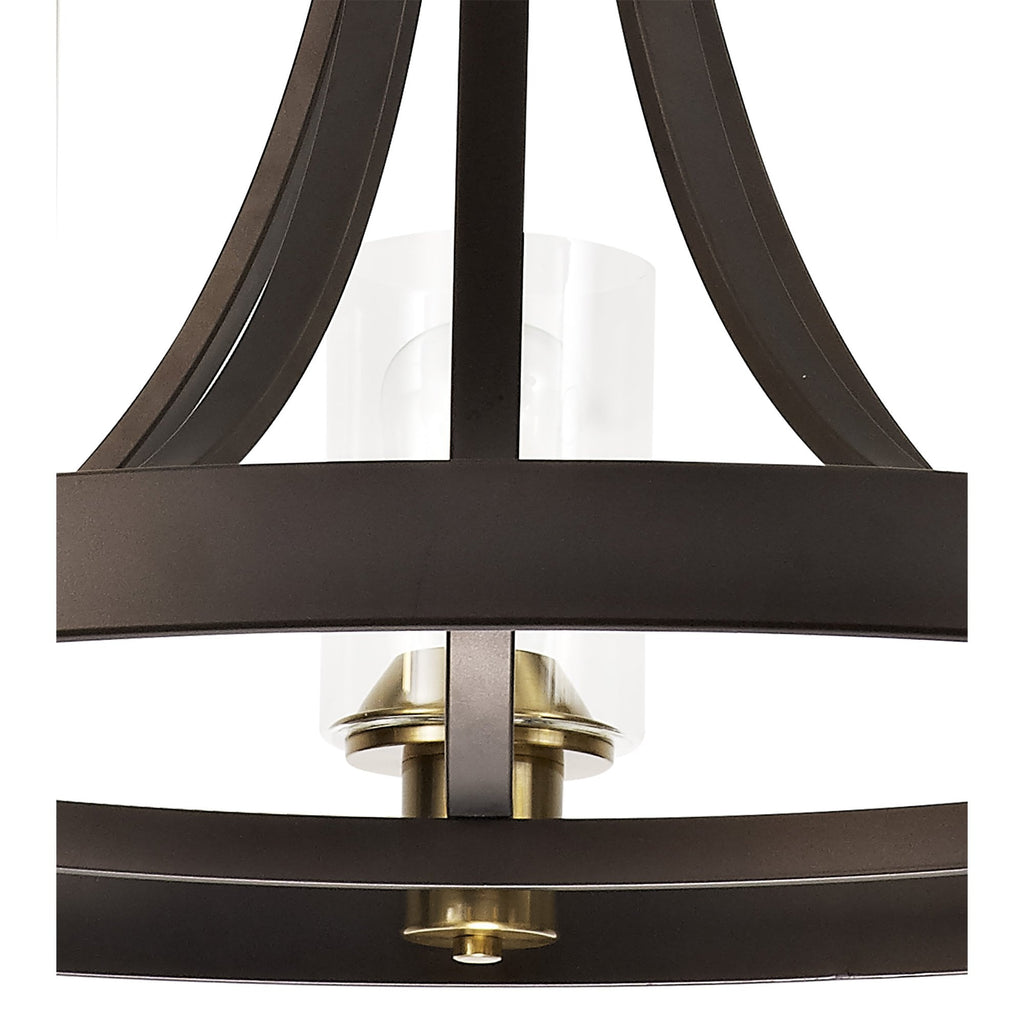 NL75529 Malcom Pendant 5 Light Brown Oxide/Bronze With Clear Glass Shades
