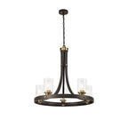 NL75529 Malcom Pendant 5 Light Brown Oxide/Bronze With Clear Glass Shades