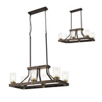 NL75539 Malcom Linear Pendant 6 Light Brown Oxide/Bronze With Clear Glass Shades