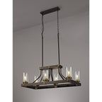 NL75539 Malcom Linear Pendant 6 Light Brown Oxide/Bronze With Clear Glass Shades