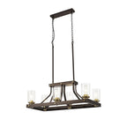 NL75539 Malcom Linear Pendant 6 Light Brown Oxide/Bronze With Clear Glass Shades