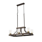 NL75539 Malcom Linear Pendant 6 Light Brown Oxide/Bronze With Clear Glass Shades