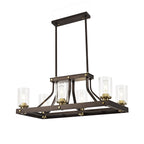 NL75539 Malcom Linear Pendant 6 Light Brown Oxide/Bronze With Clear Glass Shades