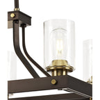 NL75539 Malcom Linear Pendant 6 Light Brown Oxide/Bronze With Clear Glass Shades