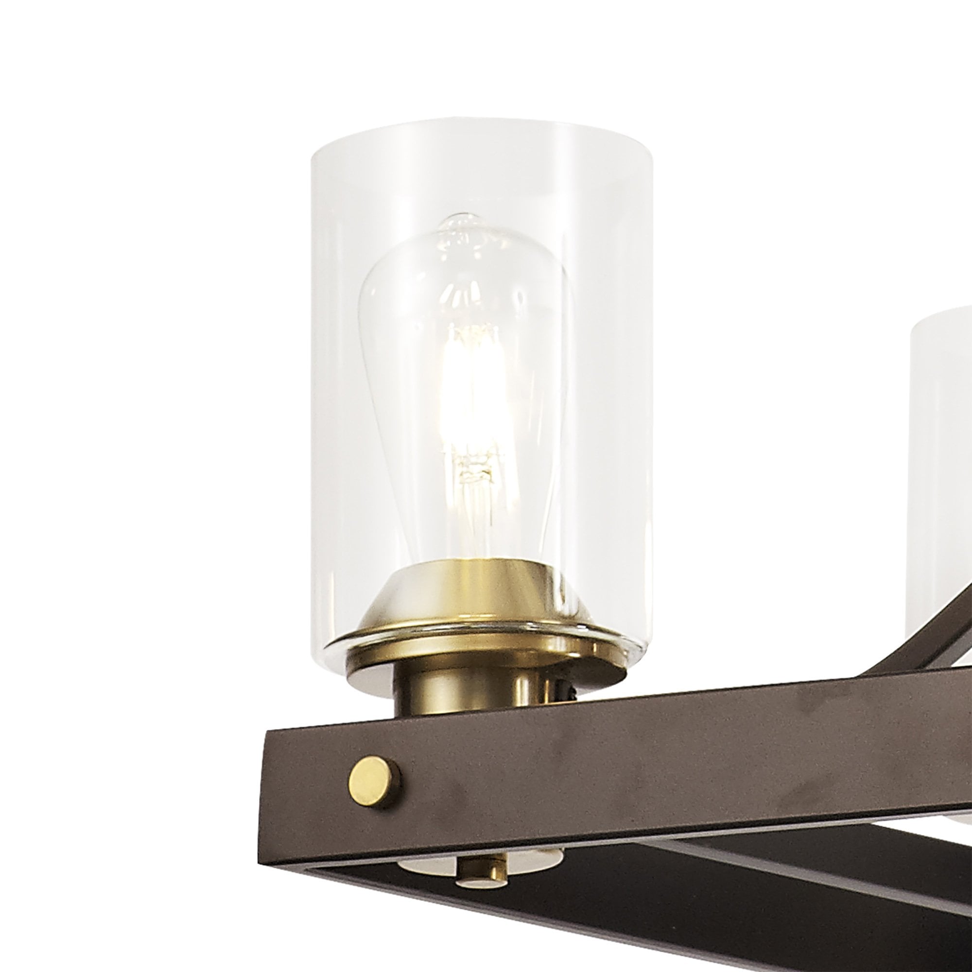 NL75539 Malcom Linear Pendant 6 Light Brown Oxide/Bronze With Clear Glass Shades