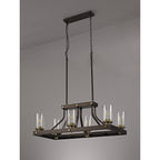 NL75539 Malcom Linear Pendant 6 Light Brown Oxide/Bronze With Clear Glass Shades