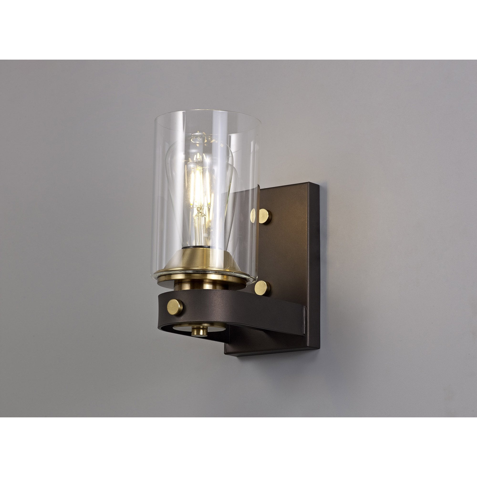 NL75549 Malcom Wall Lamp 1 Light Brown Oxide/Bronze With Clear Glass Shades
