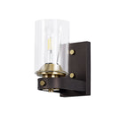 NL75549 Malcom Wall Lamp 1 Light Brown Oxide/Bronze With Clear Glass Shades