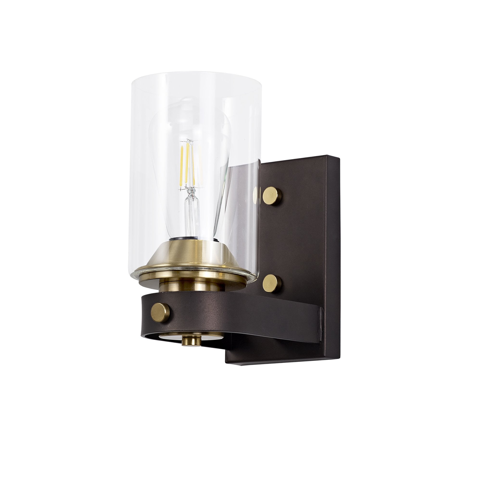 NL75549 Malcom Wall Lamp 1 Light Brown Oxide/Bronze With Clear Glass Shades