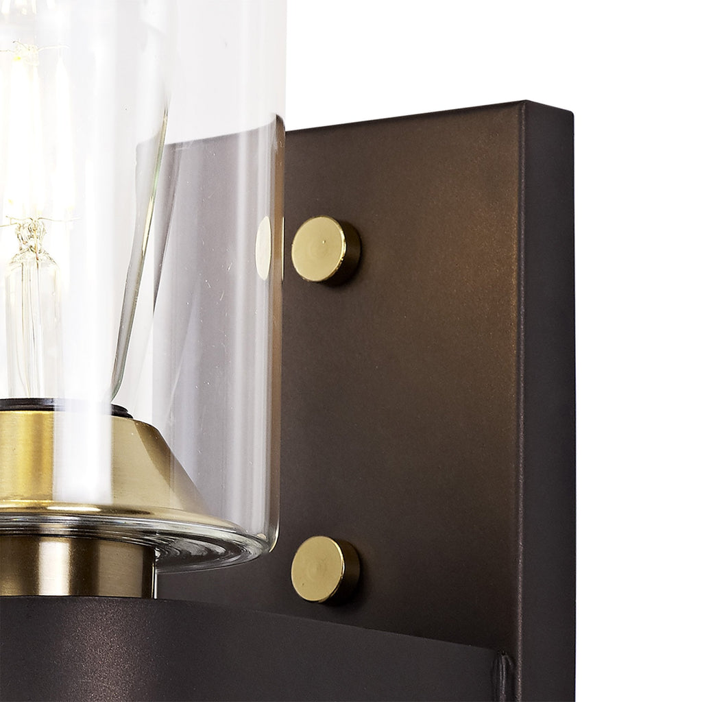 NL75549 Malcom Wall Lamp 1 Light Brown Oxide/Bronze With Clear Glass Shades