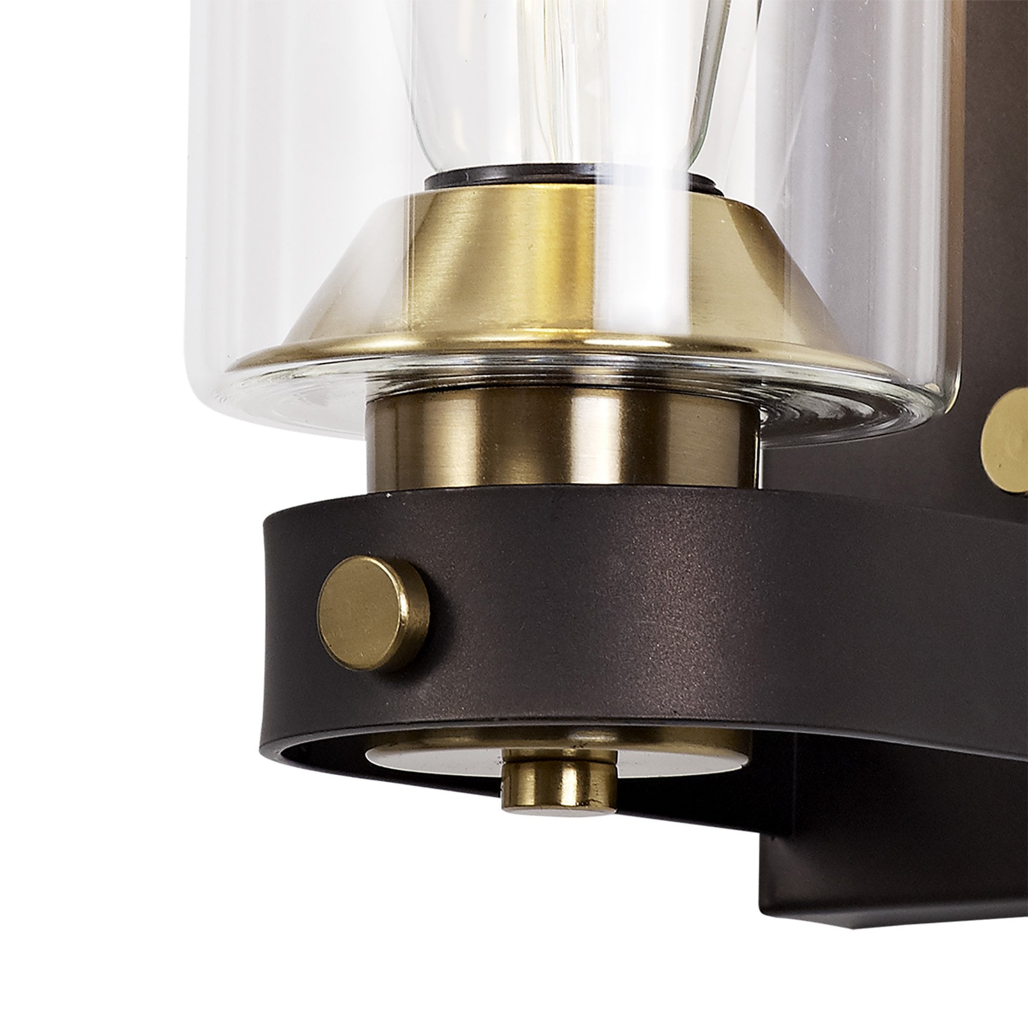 NL75549 Malcom Wall Lamp 1 Light Brown Oxide/Bronze With Clear Glass Shades