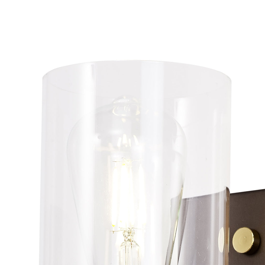 NL75549 Malcom Wall Lamp 1 Light Brown Oxide/Bronze With Clear Glass Shades