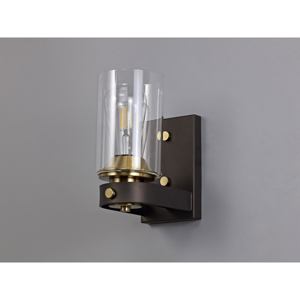 NL75549 Malcom Wall Lamp 1 Light Brown Oxide/Bronze With Clear Glass Shades
