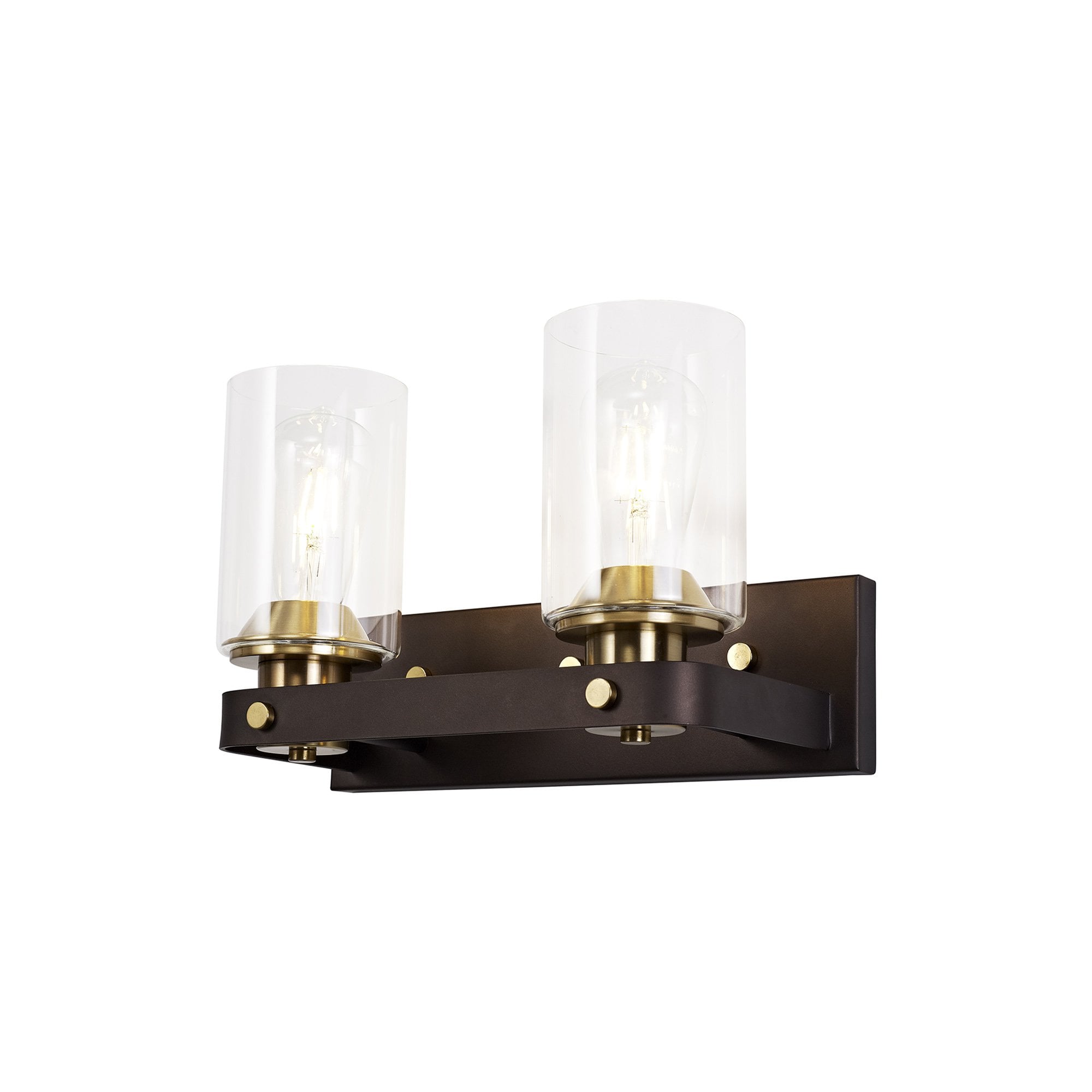 NL75559 Malcom Wall Lamp 2 Light Brown Oxide/Bronze With Clear Glass Shades