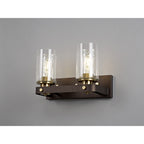NL75559 Malcom Wall Lamp 2 Light Brown Oxide/Bronze With Clear Glass Shades