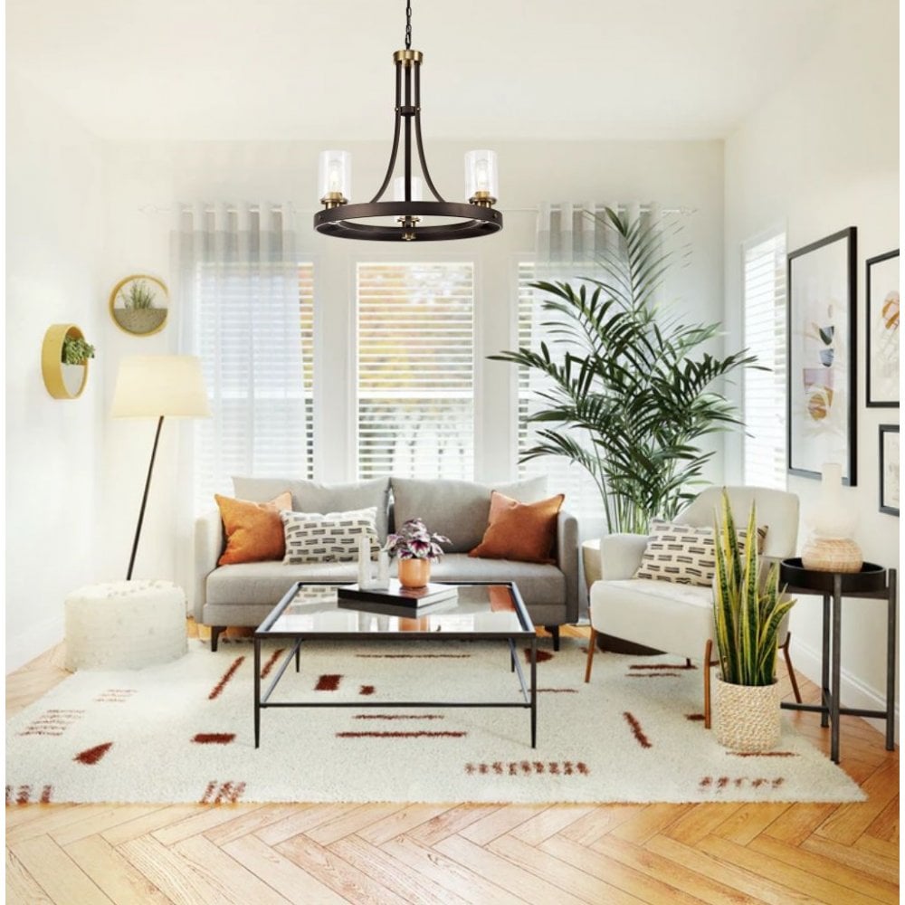 NL75559 Malcom Wall Lamp 2 Light Brown Oxide/Bronze With Clear Glass Shades