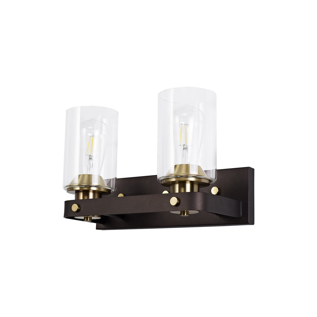 NL75559 Malcom Wall Lamp 2 Light Brown Oxide/Bronze With Clear Glass Shades