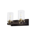 NL75559 Malcom Wall Lamp 2 Light Brown Oxide/Bronze With Clear Glass Shades