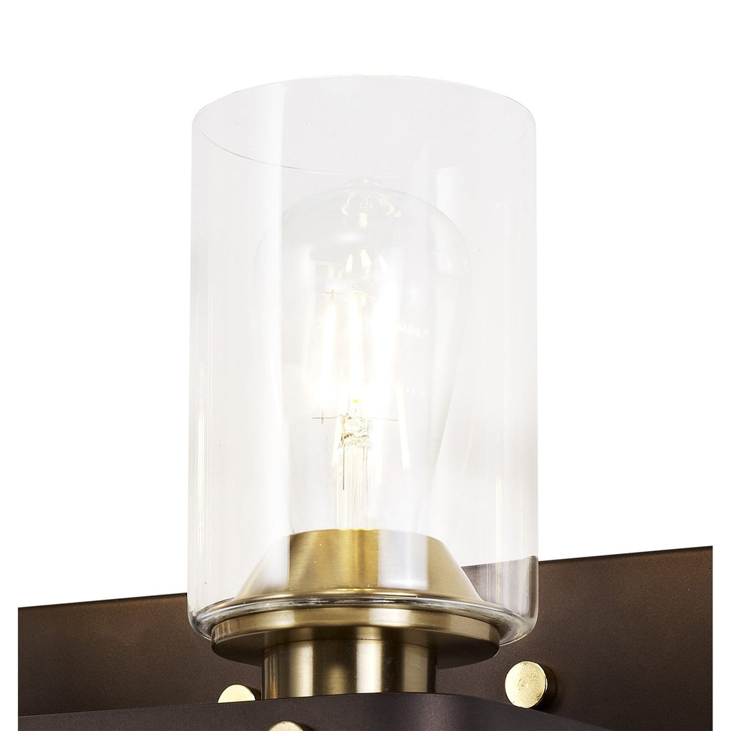 NL75559 Malcom Wall Lamp 2 Light Brown Oxide/Bronze With Clear Glass Shades