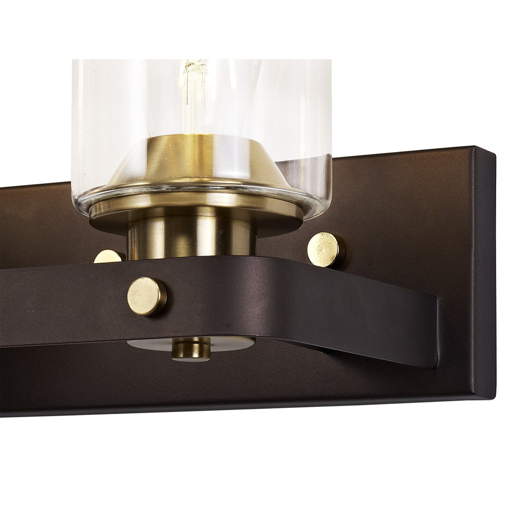 NL75559 Malcom Wall Lamp 2 Light Brown Oxide/Bronze With Clear Glass Shades