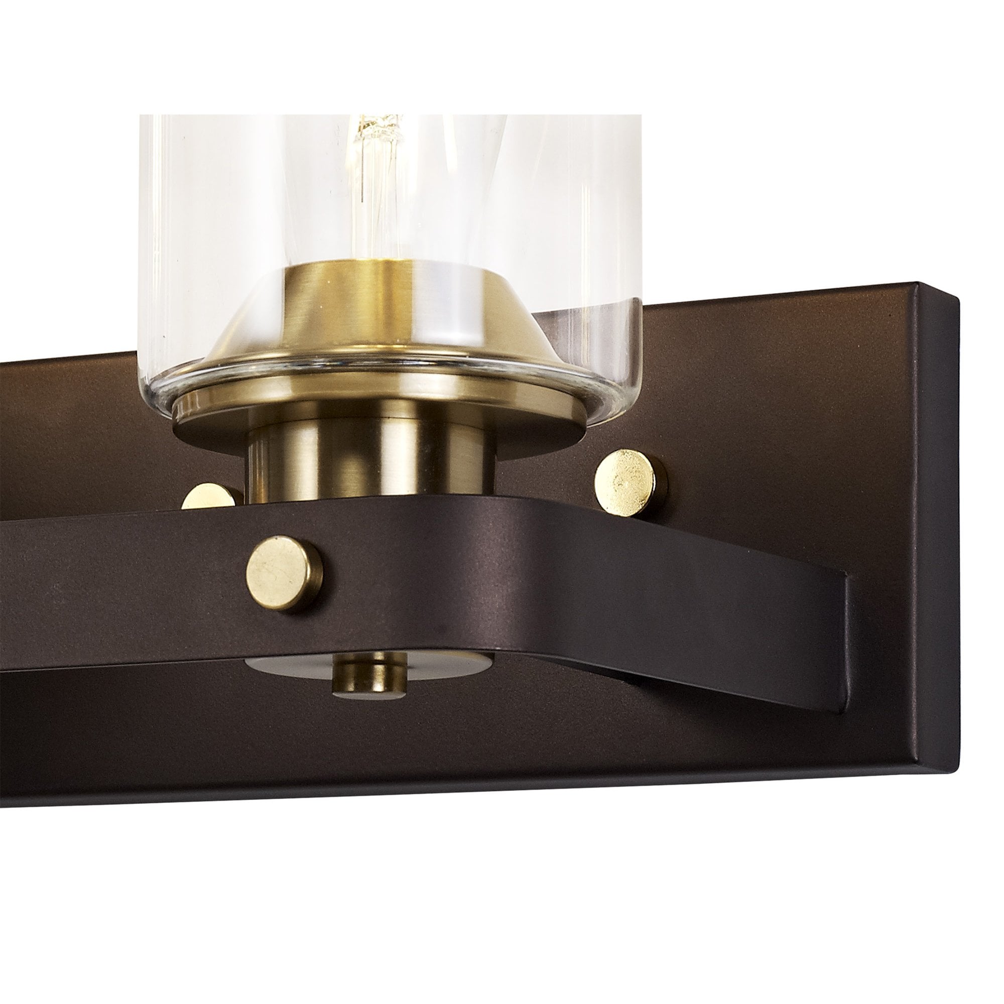 NL75559 Malcom Wall Lamp 2 Light Brown Oxide/Bronze With Clear Glass Shades
