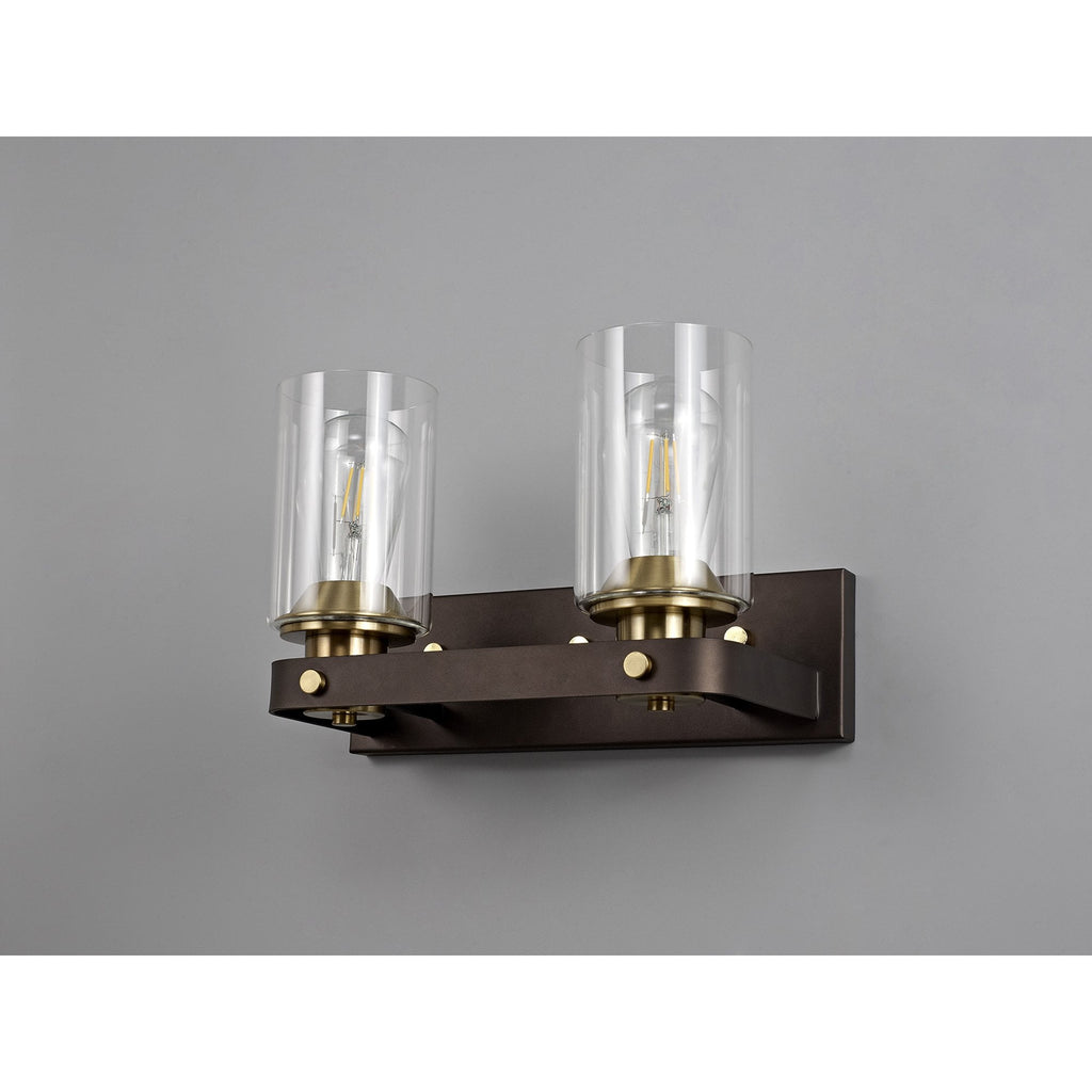 NL75559 Malcom Wall Lamp 2 Light Brown Oxide/Bronze With Clear Glass Shades