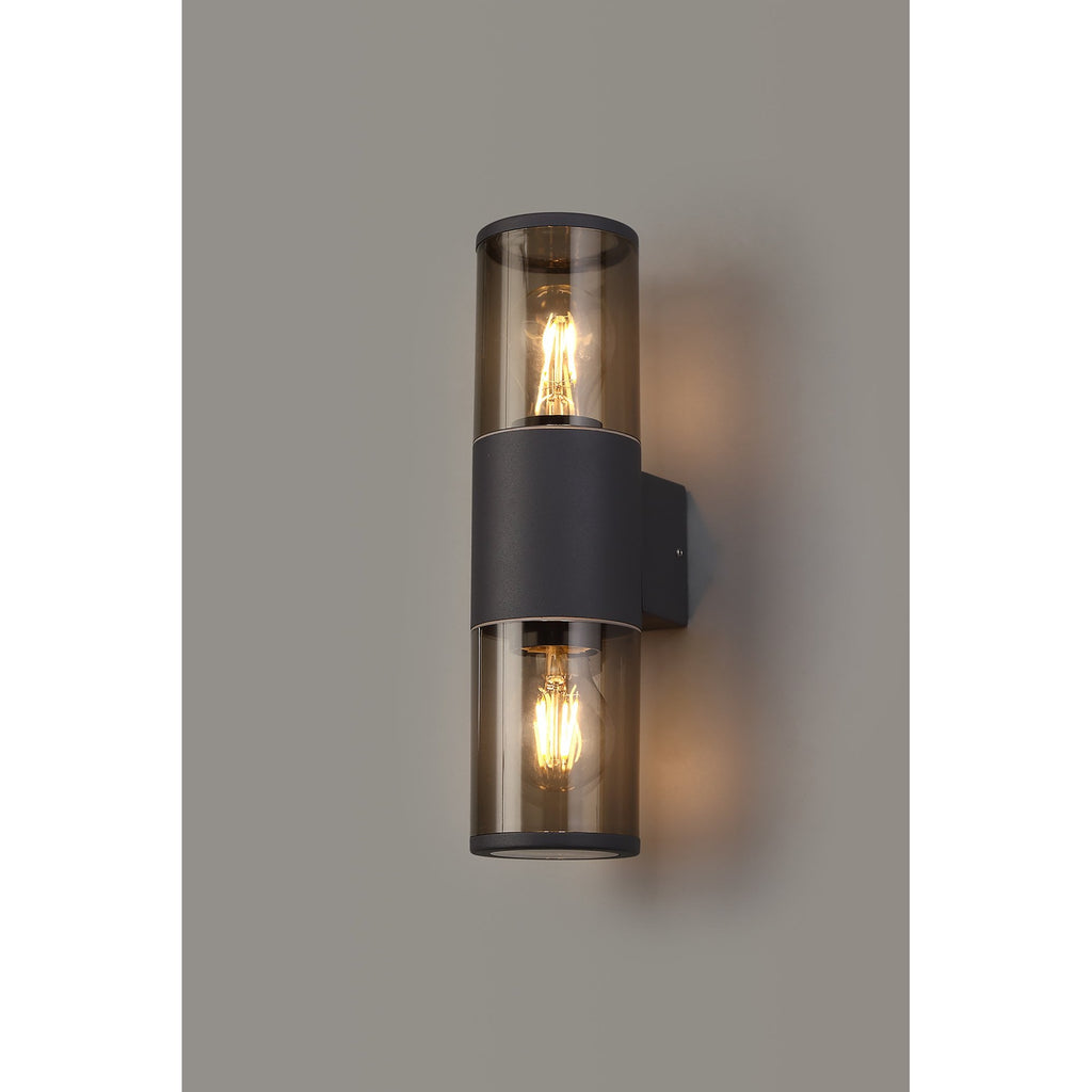 NL7776/SM9 Marc Outdoor Wall Lamp 2 Light Anthracite/Smoked