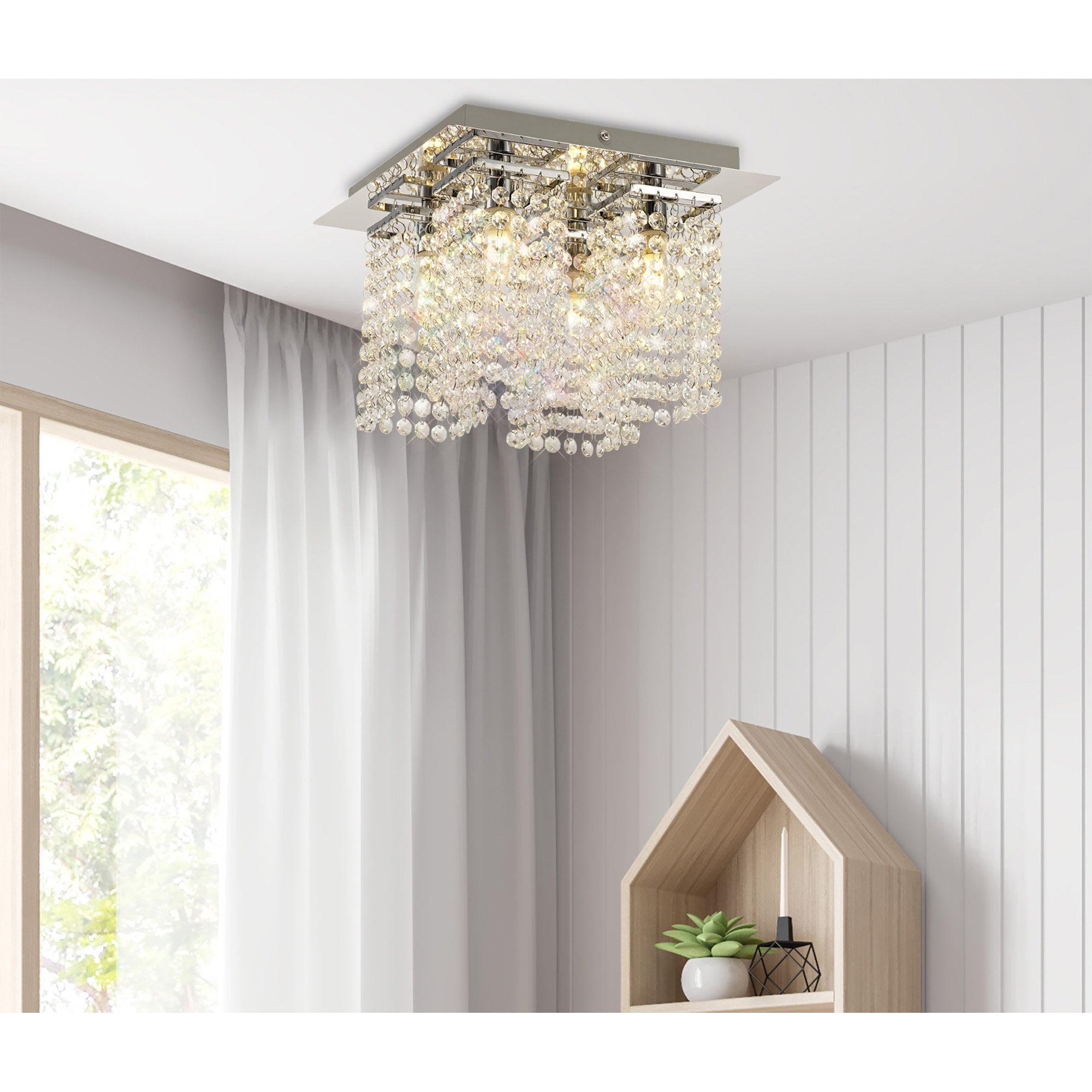 NL70549 Marie Bathroom Ceiling  Light 4 Light Polished Chrome/Crystal
