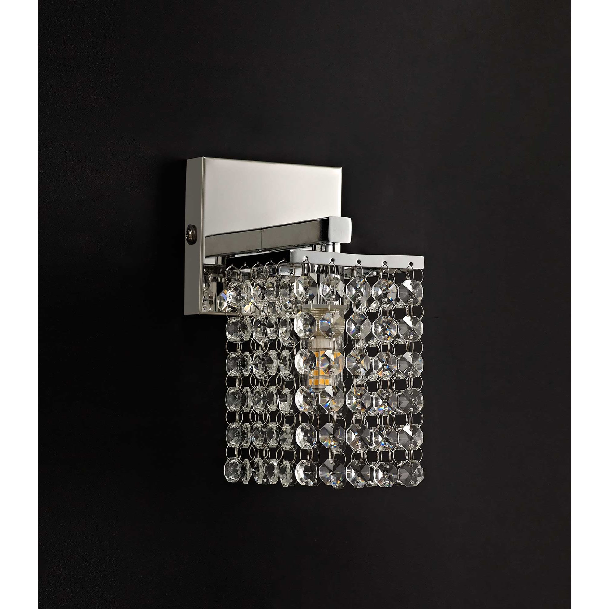NL70559 Marie Bathroom Wall Lamp 1 Light Polished Chrome/Crystal