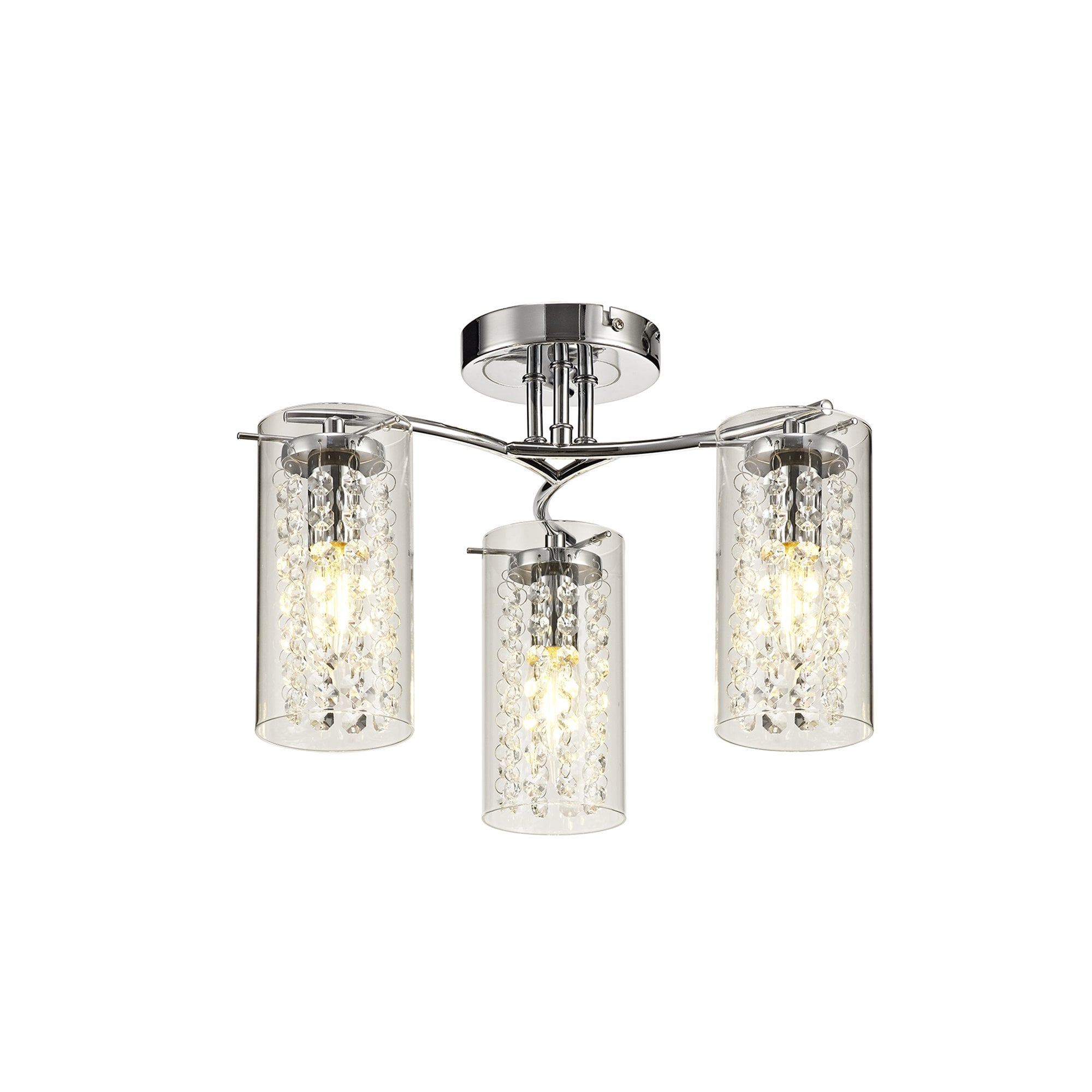 NL70449 Minnie Semi Ceiling 3 Light Polished Chrome/Crystal/Glass