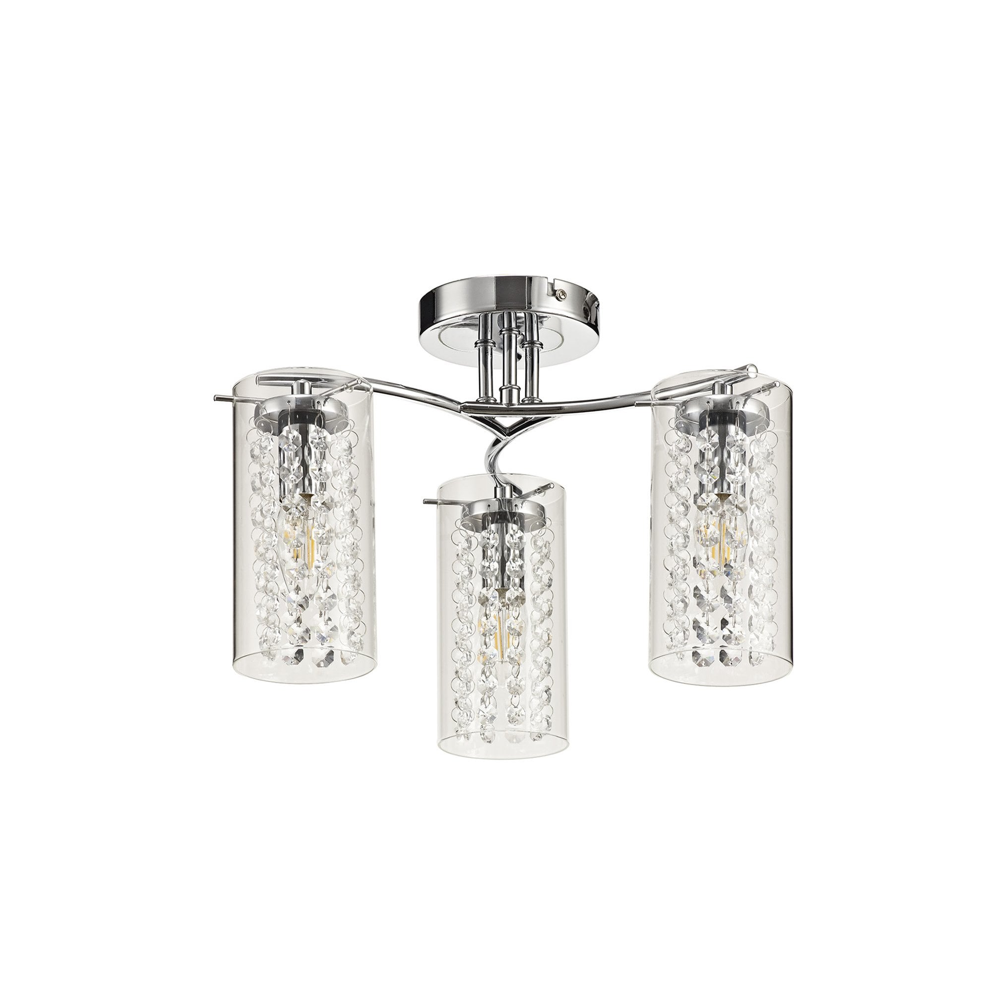 NL70449 Minnie Semi Ceiling 3 Light Polished Chrome/Crystal/Glass