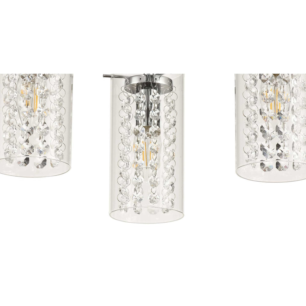 NL70449 Minnie Semi Ceiling 3 Light Polished Chrome/Crystal/Glass