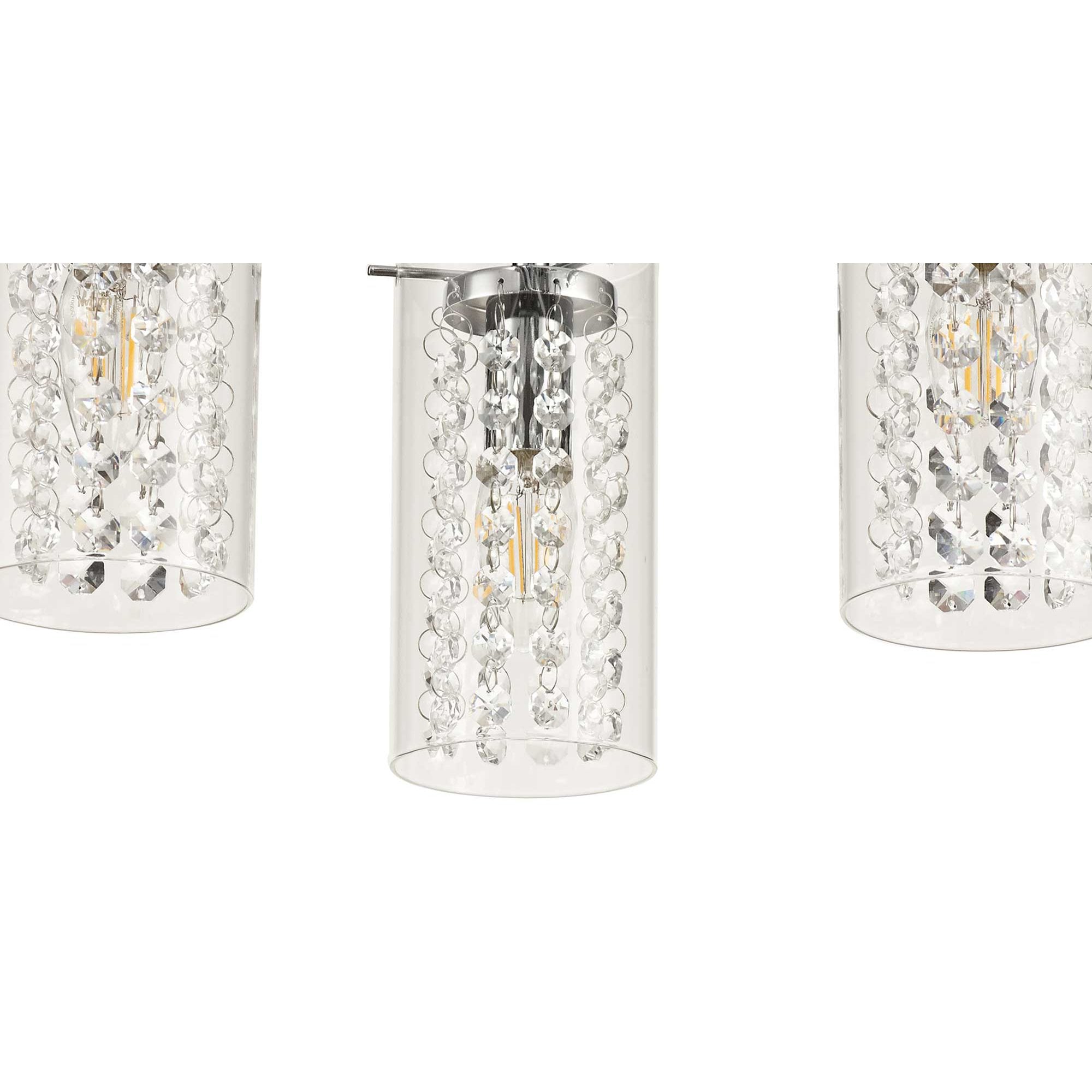 NL70449 Minnie Semi Ceiling 3 Light Polished Chrome/Crystal/Glass