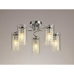NL70459 Minnie Semi Ceiling 5 Light Polished Chrome/Crystal/Glass