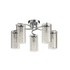 NL70459 Minnie Semi Ceiling 5 Light Polished Chrome/Crystal/Glass