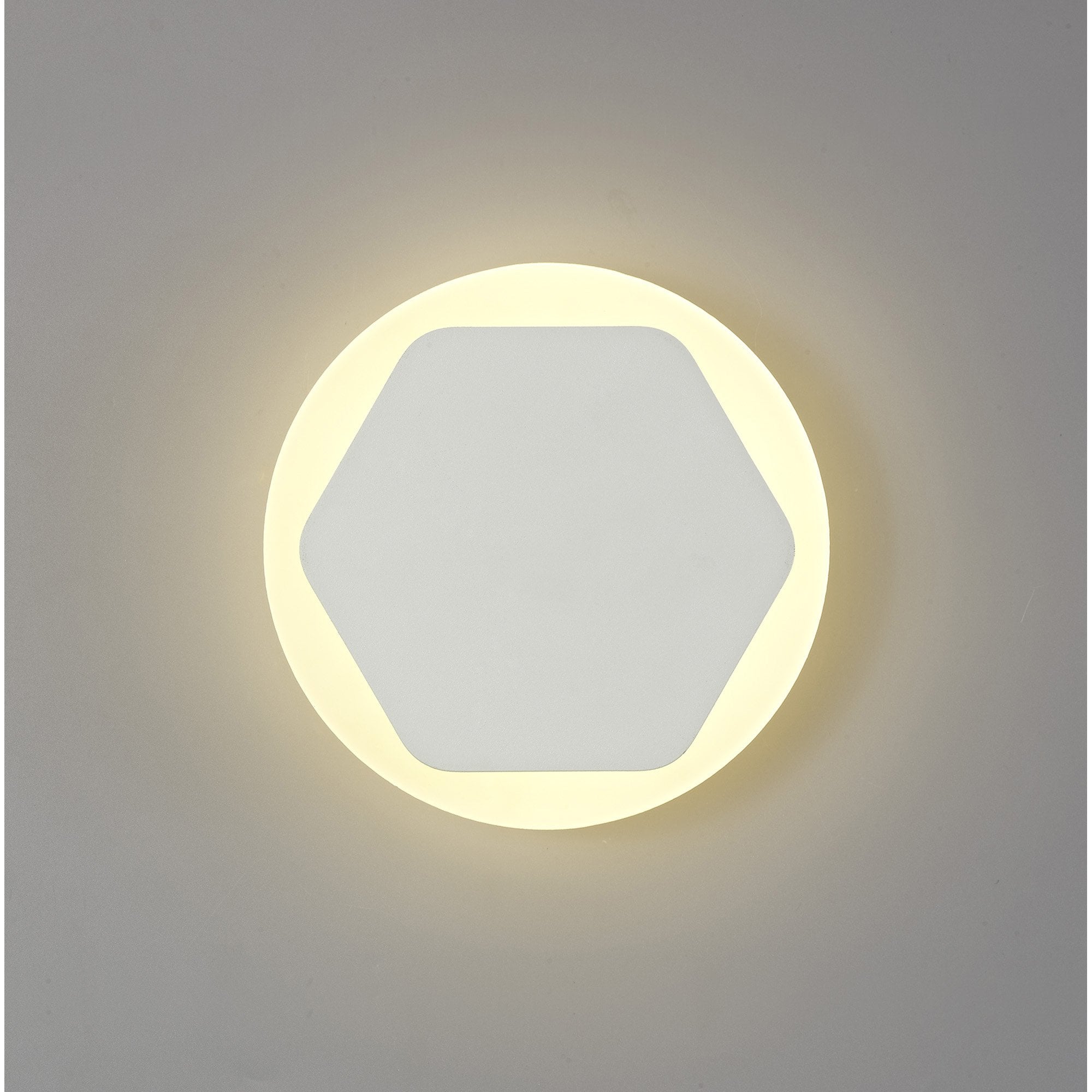 NLK03939 Modena Magnetic Base Wall Lamp LED 15/19cm Horizontal Hexagonal Centre Sand White/Round Acrylic Frosted Diffuser