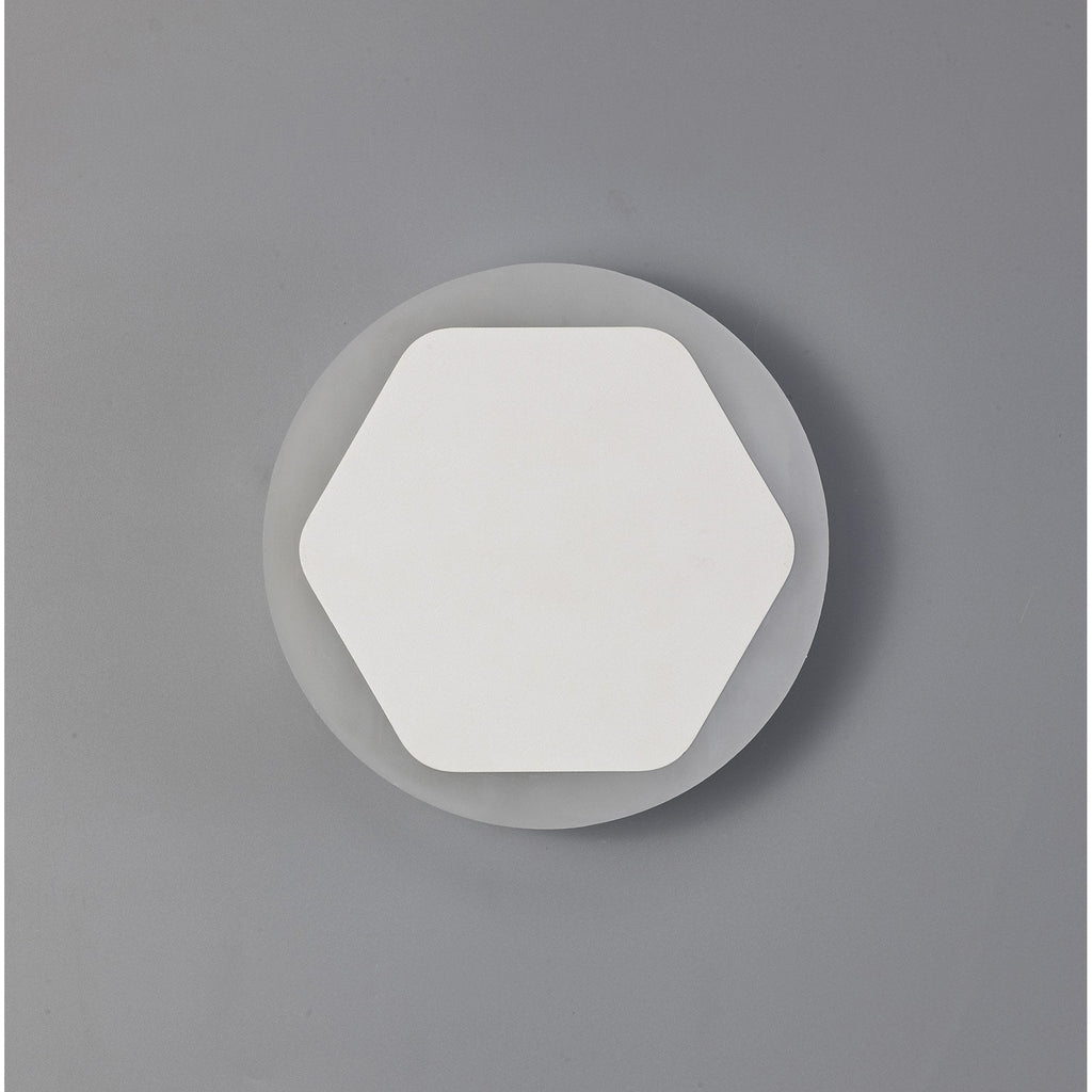 NLK03939 Modena Magnetic Base Wall Lamp LED 15/19cm Horizontal Hexagonal Centre Sand White/Round Acrylic Frosted Diffuser
